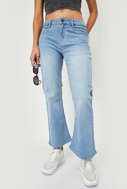 Women Washed Flared Jeans