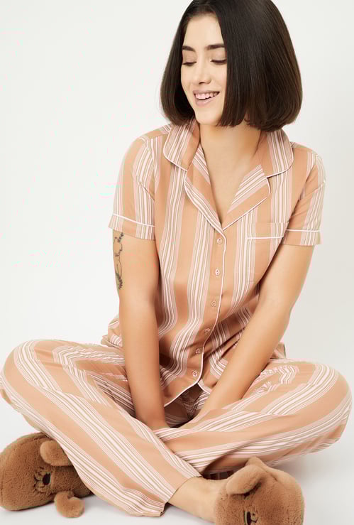 Women Striped PJ Set