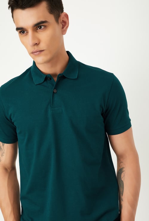 Men Textured Polo T-shirt