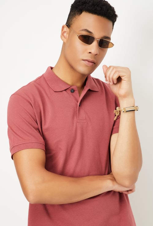Men Textured Polo T-shirt