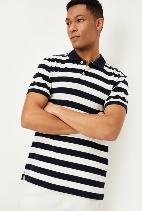 Men Striped Polo T-shirt