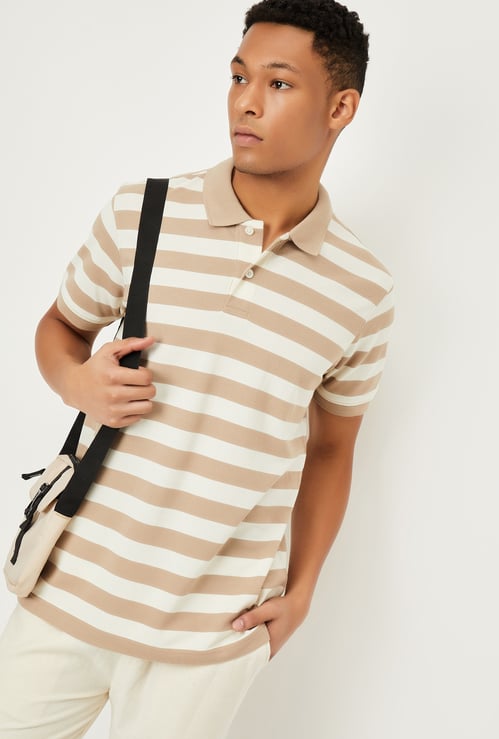 Men Striped Polo T-shirt