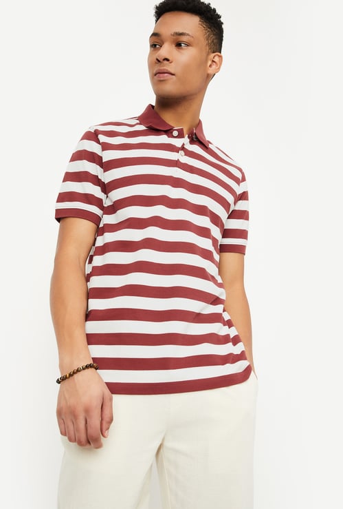 Men Striped Polo T-shirt