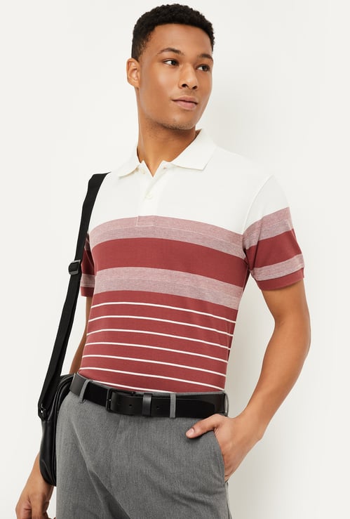 Men Striped Polo T-shirt