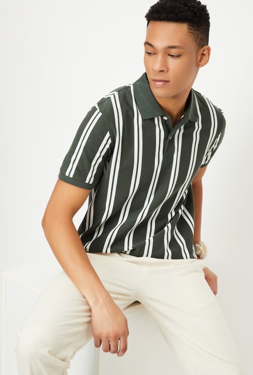 Men Striped Polo T-shirt