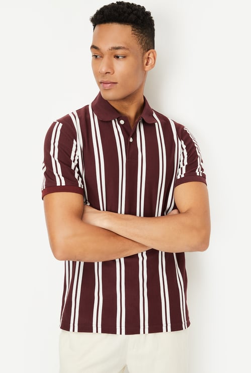 Men Striped Polo T-shirt