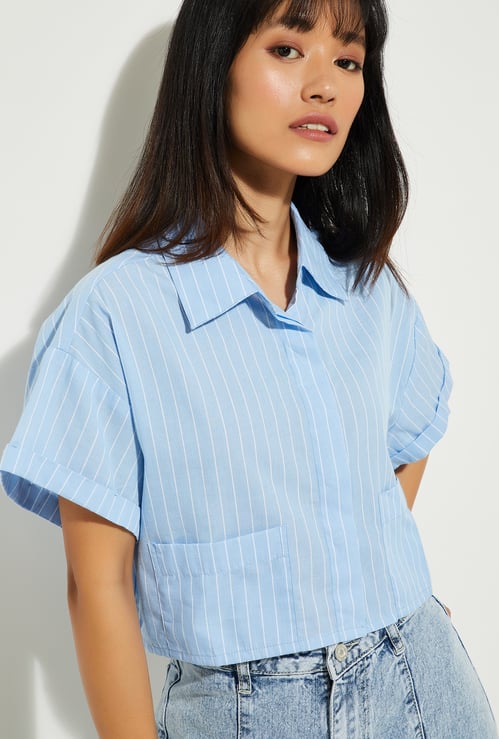 URB_N Women Checked Crop Shirt