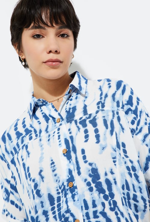 URB_N Women Tie & Dye Cropped Shirt