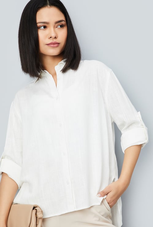 Women Textured Oversized Shirt