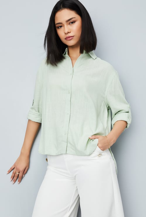 Women Textured Oversized Shirt