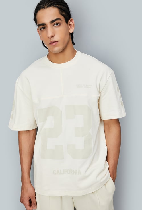 Men Shadow Print Oversized  Sports T-shirt