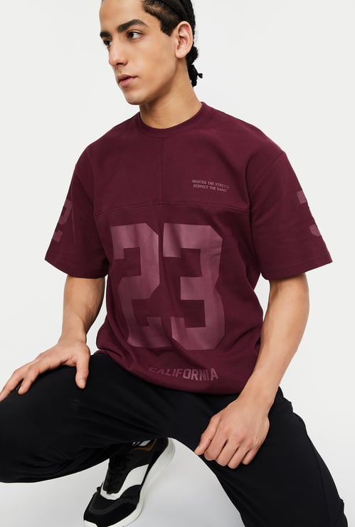 Men Shadow Print Oversized  Sports T-shirt