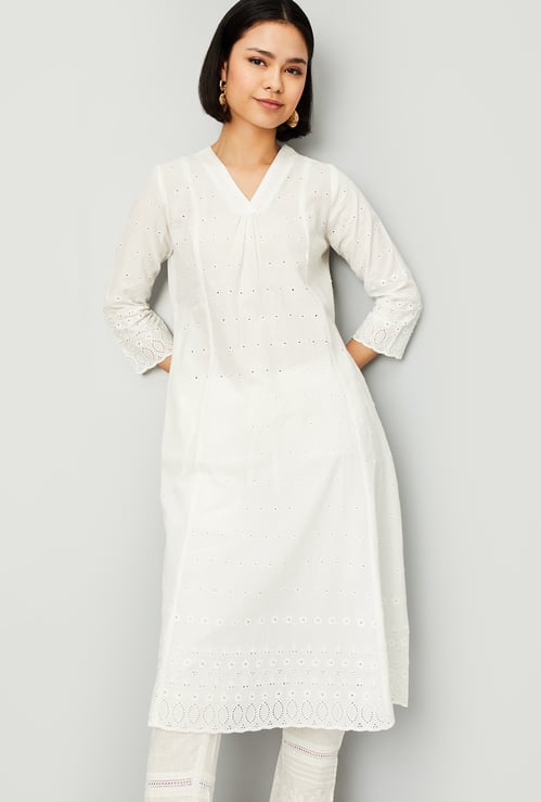 Kalki x Max Women Schiffili Embroidered A-line Kurta