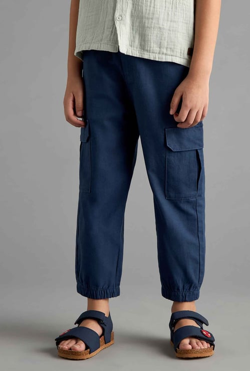 Boys Solid Cargo Joggers
