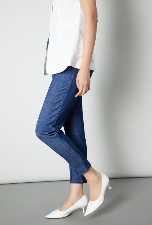 Women Solid Panelled Treggings