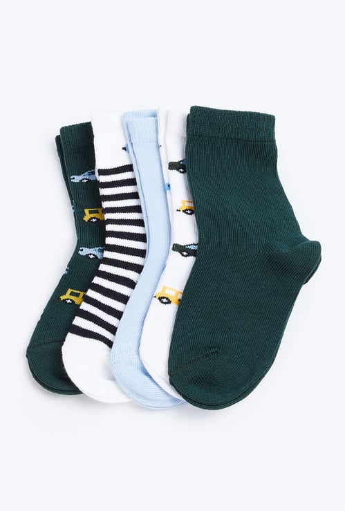 Boys Patterned Ankle-Length Socks - Pack of 5