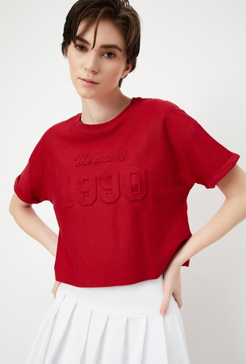 Women Embossed Athleisure T-shirt