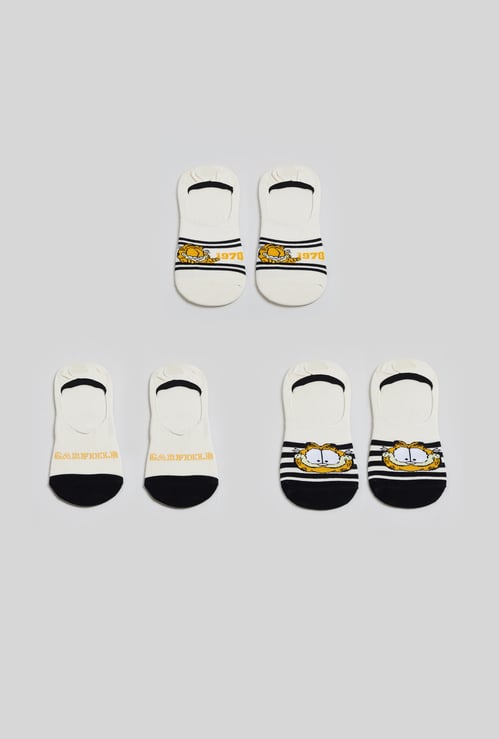 Men Garfield Print No Show Socks - Pack of 3