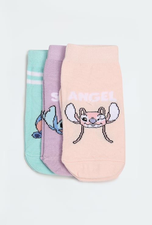 Girls Lilo and Stitch Patterned Socks - Pack of 3
