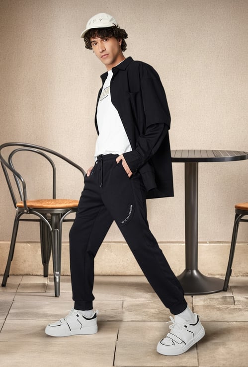 Men Text Embroidered Sports Joggers