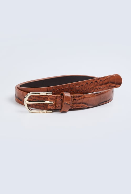 Women Textured Slim Belt