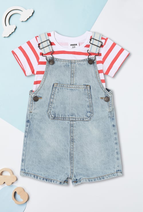 Boys Washed Dungaree with T-shirt