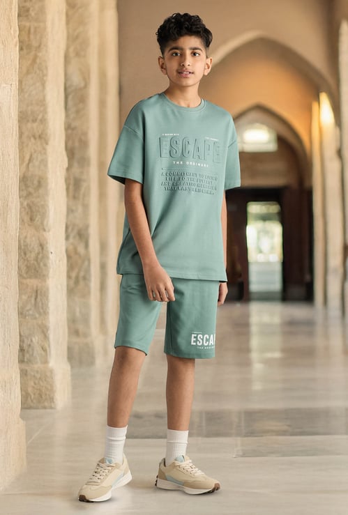 Boys Embossed Shorts Set