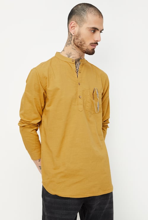 Men Textured Slim Fit Short Kurta