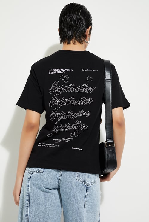 URB_N Women Relaxed Fit Back Printed T-shirt