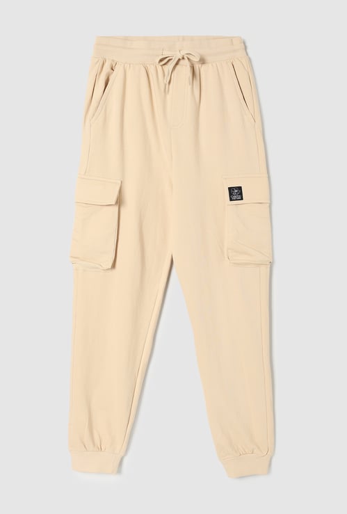 Boys Solid Knit Cargo Joggers