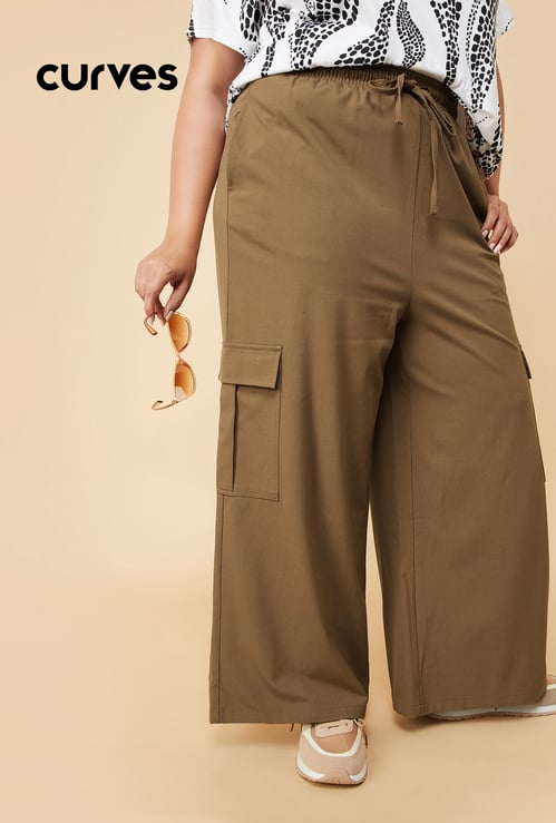 Women Solid Cargo Trousers