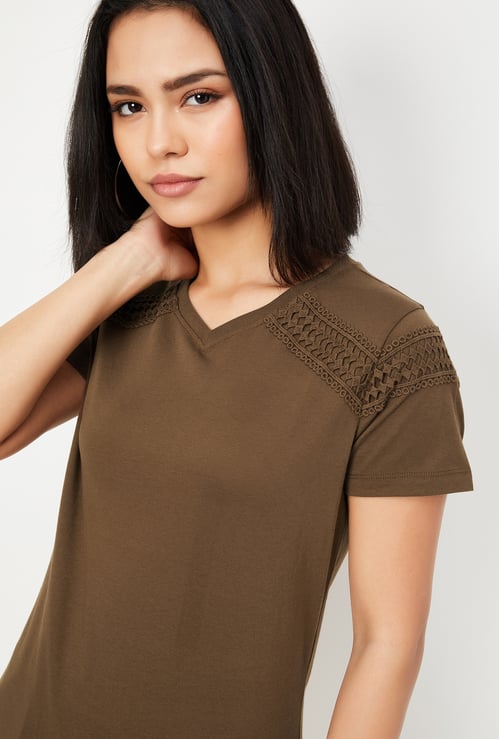 Women Lace Panel Top