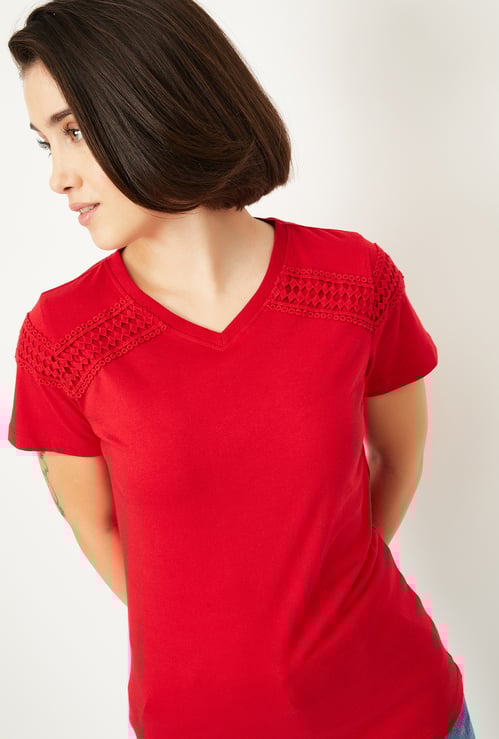 Women Lace Panel Top