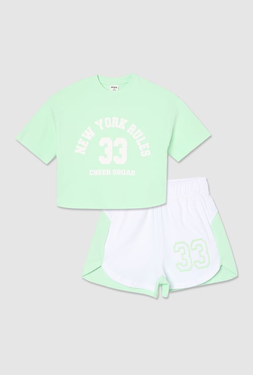 Girls Printed Shorts Set