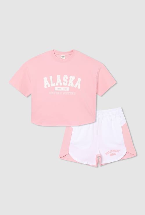 Girls Colourblock Shorts Set