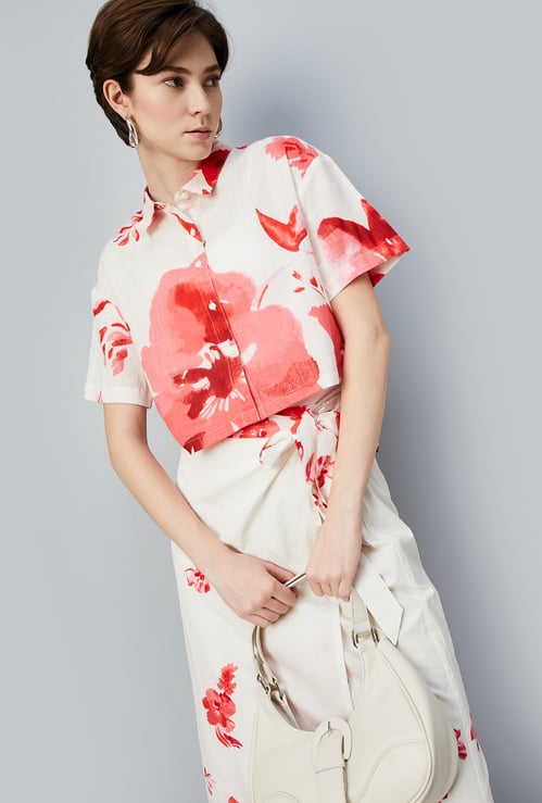 Kalki x Max Women Printed Shirt-style Crop Top