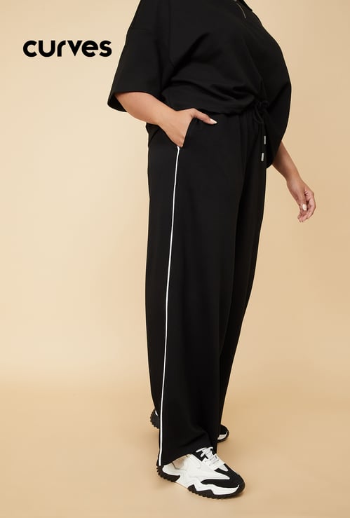 Women Side Striped Wide-Leg Track Pants