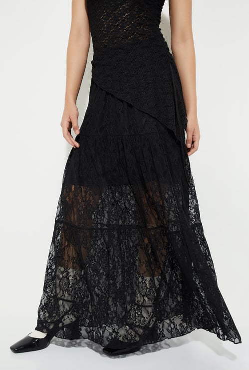 URB_N Women Lace Maxi Skirt