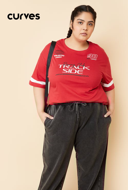 Women Printed Oversized Athleisure T-shirt