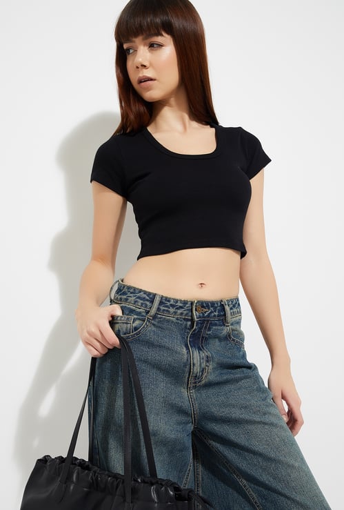 URB_N Women Ribbed Crop T-shirt