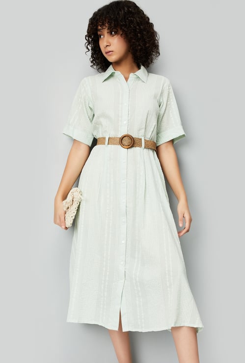 Kalki x Max Women Seersucker Shirt Dress with Belt