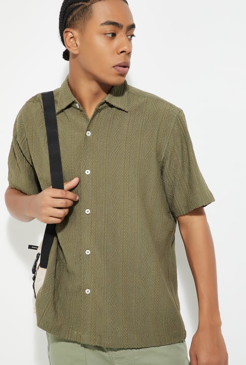 URB_N Men Embroidered Relaxed Fit Resort Shirt