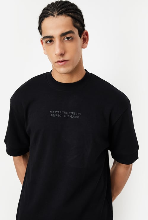 Men Solid Oversized Athleisure T-shirt
