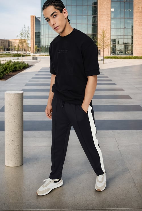 Men Solid Oversized Athleisure T-shirt