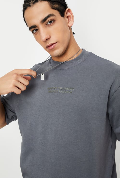 Men Solid Oversized Athleisure T-shirt