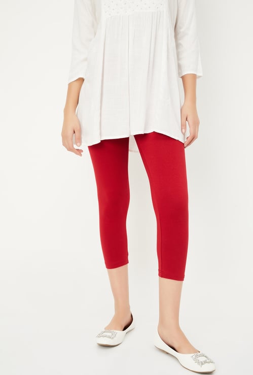 Women Solid Calf Length Leggings