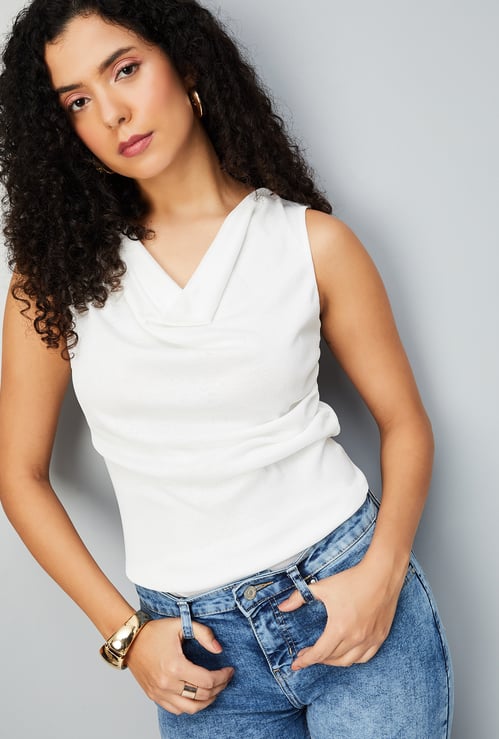 Women Solid Cowl Neck Top