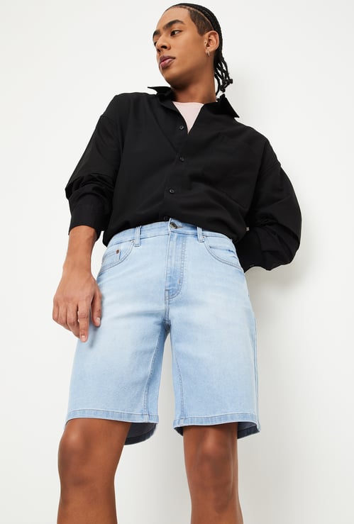 Men Washed Denim Shorts