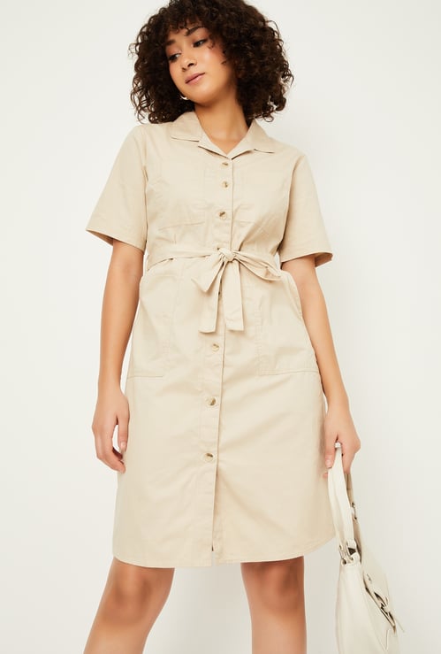 Women Solid Shirt Dress