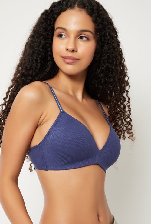Women Textured Padded Non-Wired T-shirt Bra